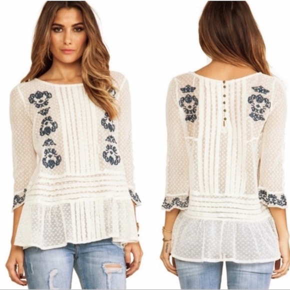 Free People Tops - Free People Jocelyn Lace Embroidered Top
